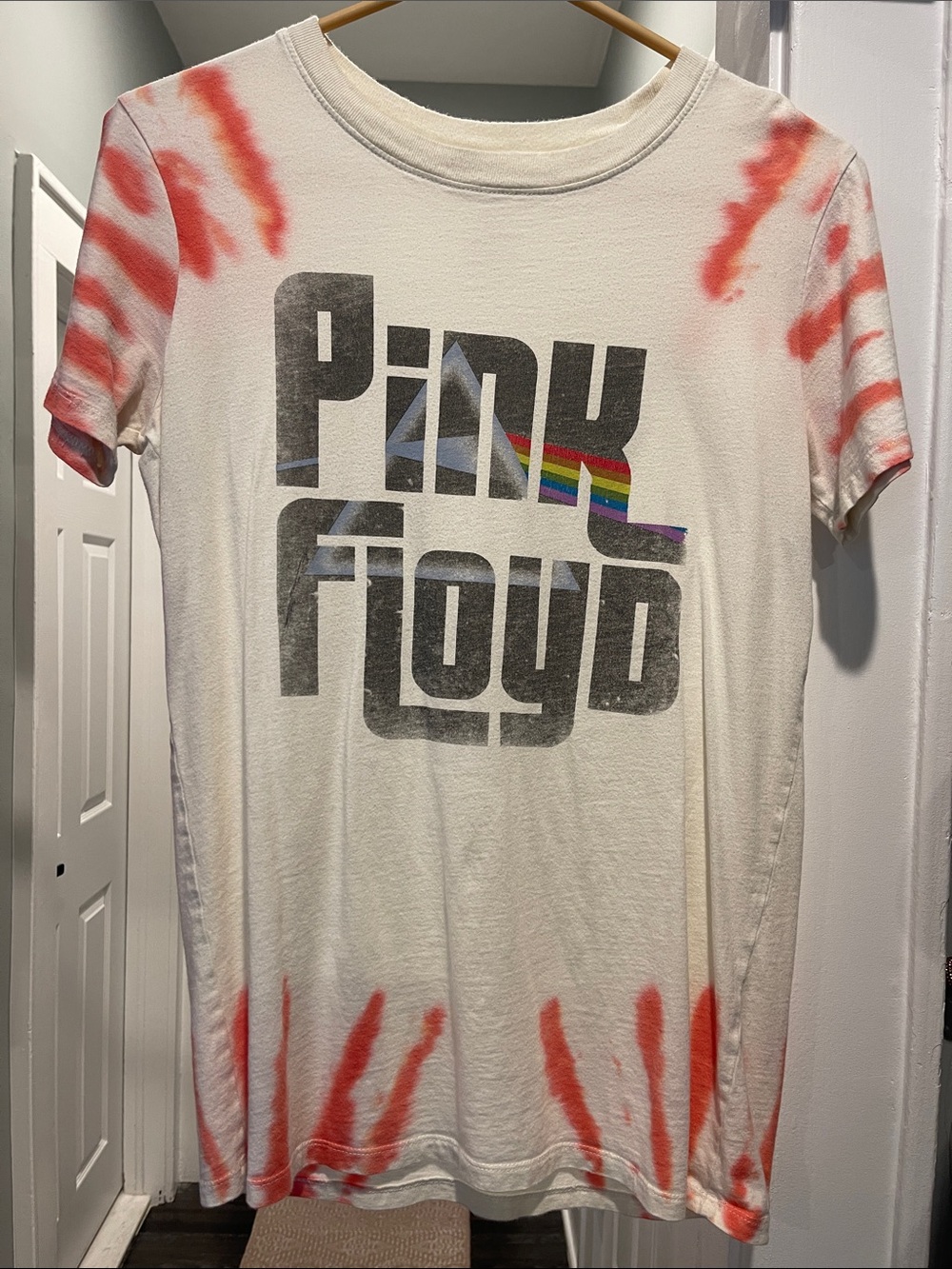 Official Pink Floyd Cotton Tee with Coral Tie-Dye Accents